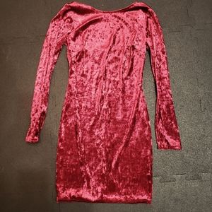 Burgundy velvet mini dress